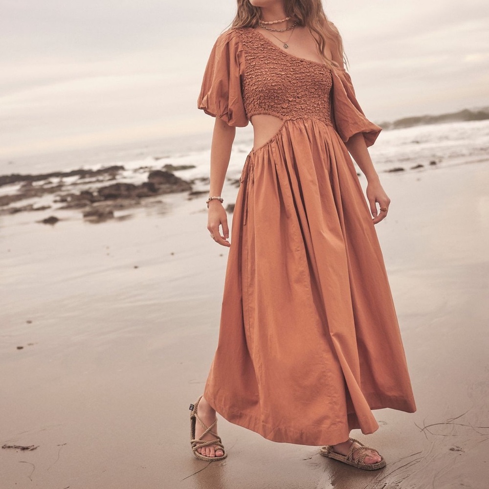 Free People One-Shoulder Terracotta Dress